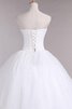 Abito da Sposa Naturale in Organza Ball Gown in Tulle in Pizzo Senza Maniche - 3