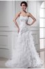 Robe de mariée de col en cœur en organza cordon de traîne mi-longue avec perle - 1