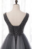 Abito da ballo in raso in tulle a-line moda stravagante con perline - 5