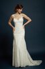 Abito da Sposa Naturale Tubino Elegante a riva con Increspature V-Scollo - 2