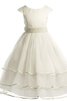 Robe de cortège enfant ligne a en organza avec perle avec gradins col u profond - 1