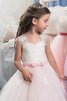 Robe de cortège enfant naturel en tulle manche nulle orné de nœud à boucle - 3