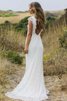 Robe de mariée classique simple romantique de traîne courte avec manche épeules enveloppants - 2