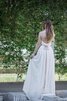 Abito da Sposa Senza Maniche in Chiffon Naturale in pizzo A-Line Tondo - 2