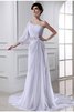 Robe de mariée avec perle manche nulle en chiffon a-ligne de princesse - 1