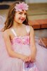 Abito da Cerimonia Bambini in Tulle con Nastro con Fusciacca con Piega Ball Gown alta vita - 5