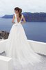 Abito da Sposa a riva con Nastro Semplice Elegante V-Scollo con paillette - 3