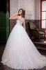 Robe de mariée plissage encolure ronde manche nulle ligne a en satin - 3