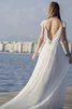 Robe de mariée a-ligne avec perle avec manche épeules enveloppants au bord de la mer dos nu - 1