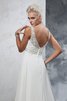 Abito da Sposa Vintage A-Line in Chiffon Coda A Strascico Corto V-Scollo - 5