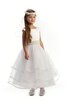 Robe de cortège enfant ligne a en organza avec perle avec gradins col u profond - 2