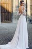 Abito da Sposa a Chiesa All Aperto con Applique Lungo Rosette Ornamento Barchetta - 2