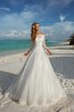 Robe de mariée romantique a plage en organza avec manche longue ligne a - 3