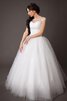 Abito da Sposa in pizzo Ball Gown in Tulle Barchetta Naturale con Piega - 4