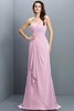 Robe demoiselle d'honneur plissage longue de sirène avec sans manches avec chiffon - 22