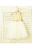 Robe de cortège enfant naturel avec zip a-ligne en tulle encolure ronde - 2