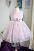 Abito da Cerimonia Bambini in Organza Ball Gown con Fiore con Increspature Tondo A-Line - 1