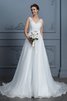 Herrlich Chiffon Besonderes Festliches Brautkleid mit V-Ausschnitt - 3