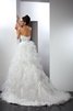 Abito da Sposa in Organza Cuore Alta Vita Ball Gown Coda A Strascico Cappella - 2