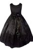 Abito da Cerimonia Bambini Cerniera in Taffeta con Fiocco alta vita A-Line con Fiore - 1