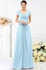 Chiffon Prinzessin Bodenlanges Brautjungfernkleid mit Kurzen Ärmeln mit Drapierung - 18