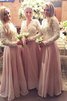 Prinzessin Empire Taille Bodenlanges Brautjungfernkleid mit Bordüre mit V-Ausschnitt - 1