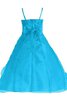 Abito da Cerimonia Bambini in Organza con paillette Senza Maniche con Fiore A-Line - 2