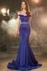 Robe de bal avec cristal manche nulle en satin de traîne courte d'epaule ecrite - 4