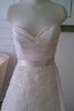 Abito da Sposa Spazzola Treno A-Line Naturale Corpetto Pieghe con Nastro in Organza - 3