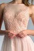 Robe de bal naturel manche nulle appliques en tulle longueru au niveau de sol - 4