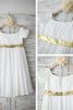 Abito da Cerimonia Bambini con Manica Corte A Terra Barchetta Principessa in Chiffon - 5