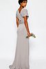 Etui Chiffon schlichtes sexy Brautjungfernkleid mit Sweep zug mit kurzen Ärmeln - 2