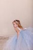 Abito da Cerimonia Bambini Ball Gown in Tulle con Nastro con Seghettato decorato Senza Maniche - 4