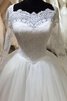 Abito da Sposa Barchetta in pizzo Allacciato con Applique lusso con Maniche Lunghe - 4