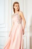 Robe de bal longue avec perle manche nulle ligne a en satin - 4