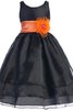 Robe de cortège enfant longueru au niveau de sol textile en tulle avec zip a-ligne avec fleurs - 1