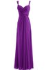 Robe demoiselle d'honneur ruché avec zip en chiffon a-ligne longueru au niveau de sol - 8