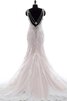 Robe de mariée avec perle appliques bandouliere spaghetti de col en v de sirène - 4