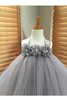 Abito da Cerimonia Bambini A Terra Senza Maniche con Nastro con Piega Ball Gown in pizzo - 2