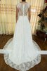 Abito da Sposa con Perline A-Line A Terra Senza Maniche in Pizzo V-Scollo - 3