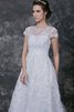 Abito da Sposa con Perline Sotto Ginocchio in Pizzo in pizzo A-Line Vintage - 5