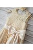 Robe de cortège enfant naturel avec fleurs avec zip avec nœud à boucle ligne a - 3