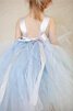 Abito da Cerimonia Bambini Ball Gown in Tulle con Nastro con Seghettato decorato Senza Maniche - 5