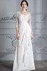 Abito da Sposa con Tre Quarti Lunghezza Maniche V-Scollo A Terra in Chiffon Naturale - 1