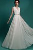 Abito da Sposa A Terra con Perline Spazzola Treno Vintage Senza Maniche in Chiffon - 1