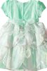 Abito da Cerimonia Bambini Tondo con Manica Corte con Fiocco A-Line con Fiore in Taffeta - 2