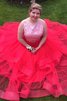 Robe de bal de princesse en grandes tailles en organza col en bateau a-ligne - 1