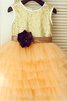 A-Line Prinzessin Wadenlanges Blumenmädchenkleid mit Blume mit Natürlicher Taille - 1