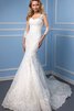 Robe de mariée classique charmeuse en 3/4 manche v encolure appliques - 1