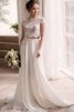 Robe de mariée simple avec manche courte avec manche épeules enveloppants avec chiffon 2 pice - 2